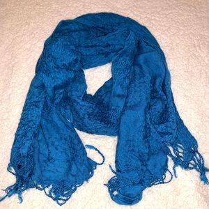 Old Navy Fashion Scarf - Blue Fringe Trim